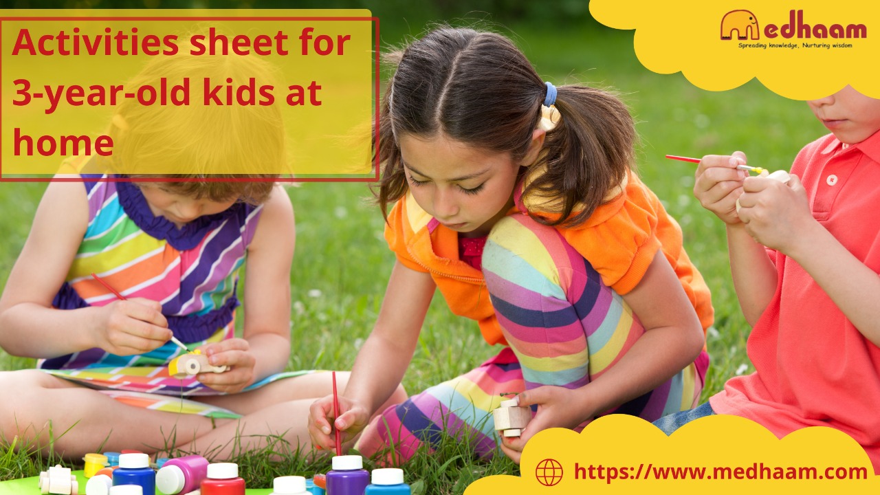 Activities Sheet for 3 Year Old Kids at Home